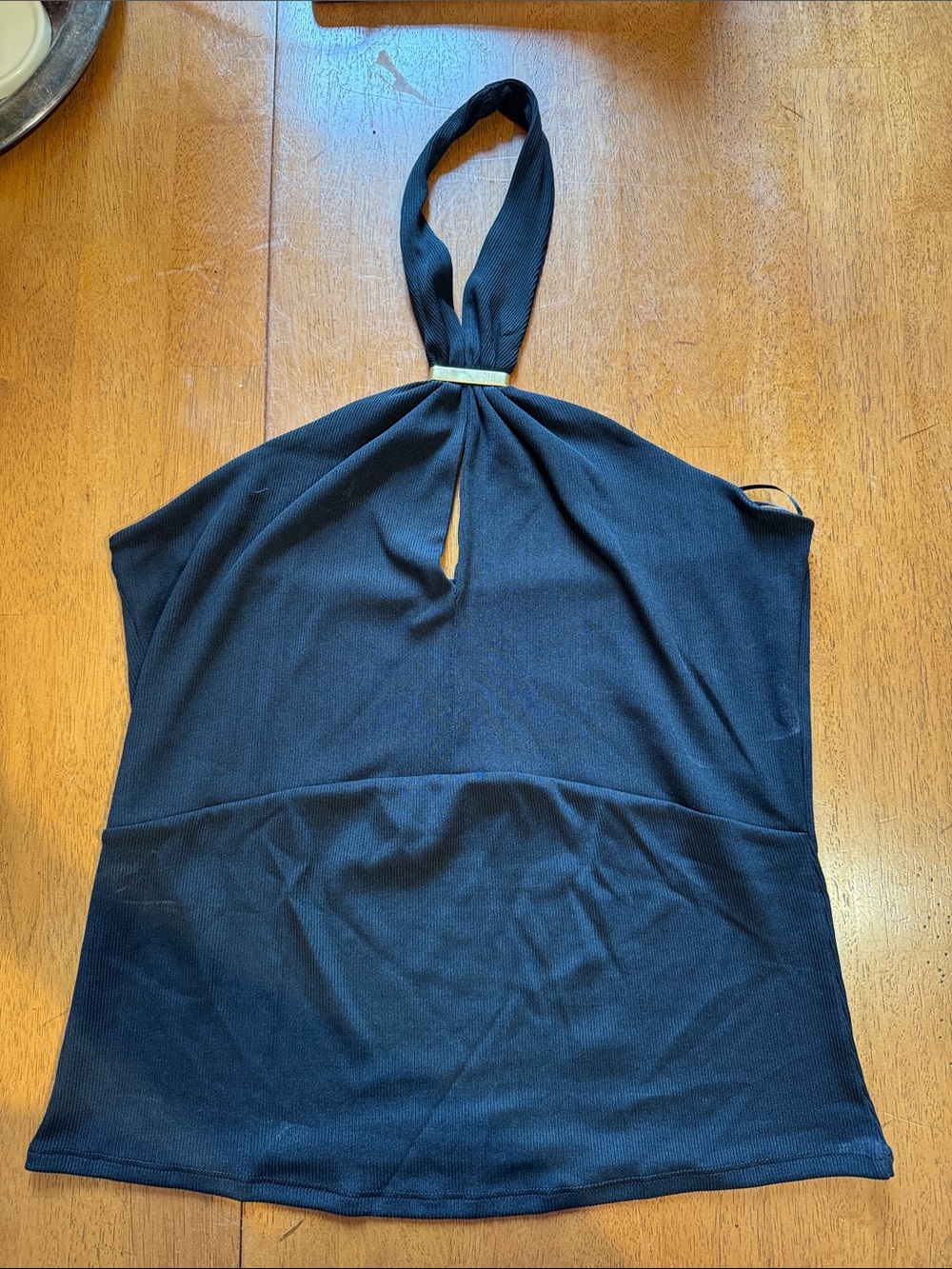 Mango Black Halter Neck Women's Top with Keyhole